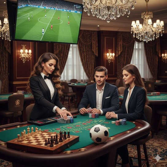 Luxurious online casino background with neon lights